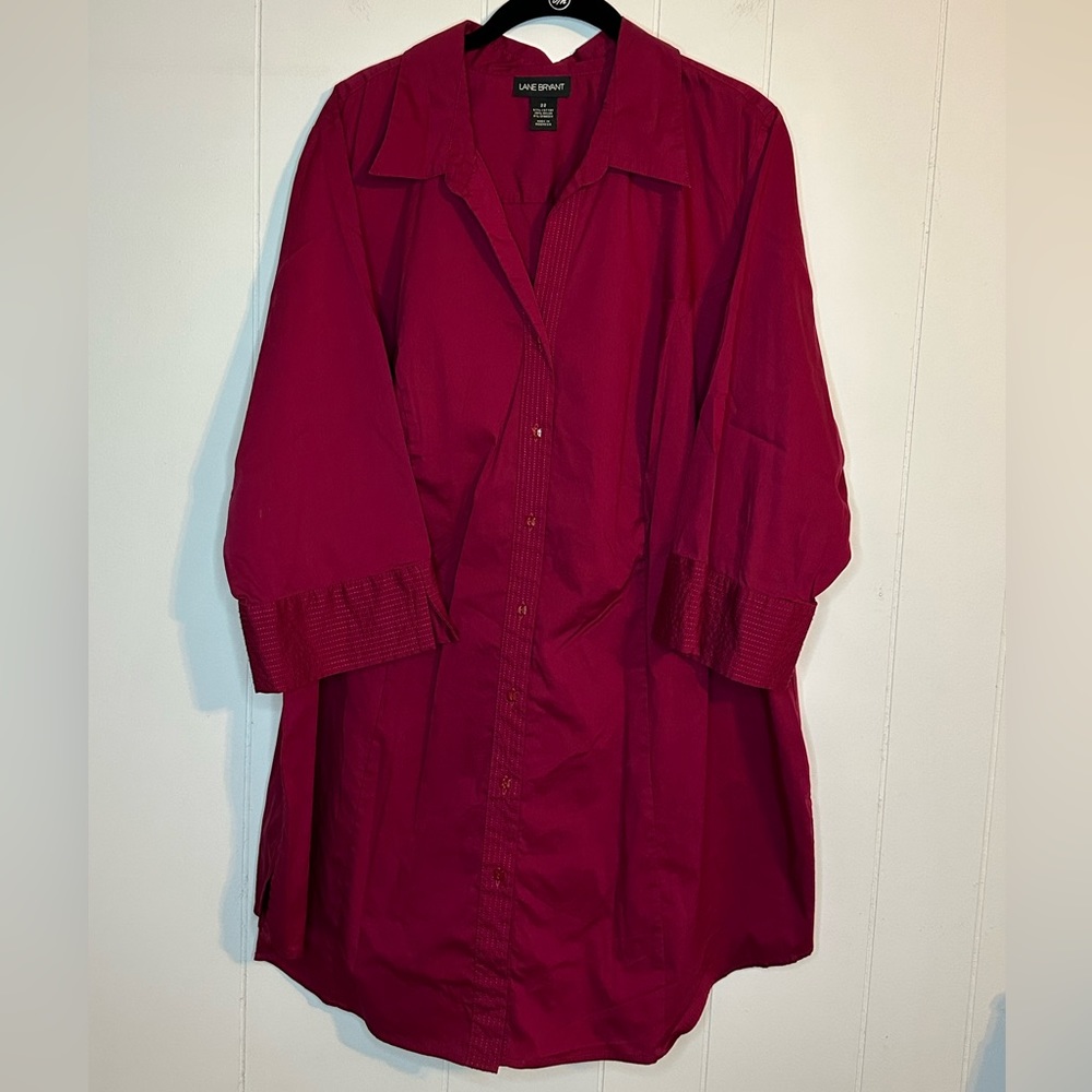 Lane Bryant tunic length 3/4 sleeve dress shirt size 22.